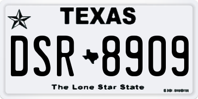 TX license plate DSR8909