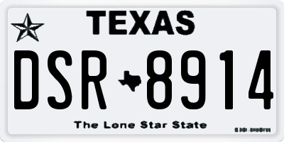 TX license plate DSR8914