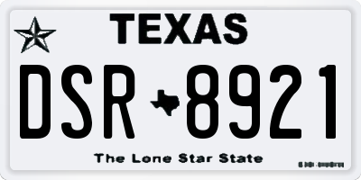 TX license plate DSR8921