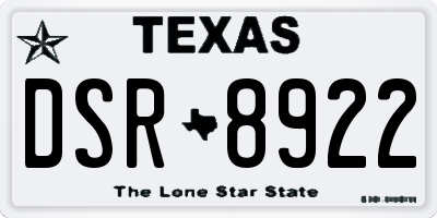 TX license plate DSR8922