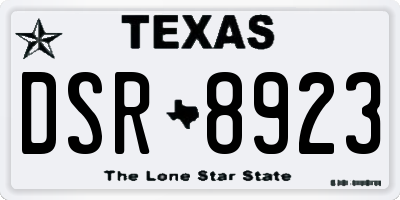 TX license plate DSR8923