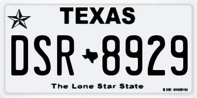TX license plate DSR8929