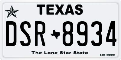 TX license plate DSR8934