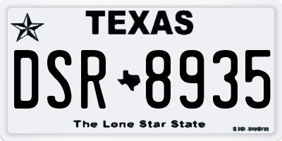 TX license plate DSR8935