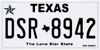 TX license plate DSR8942