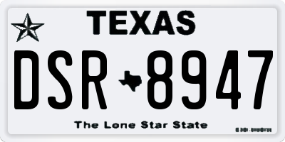 TX license plate DSR8947