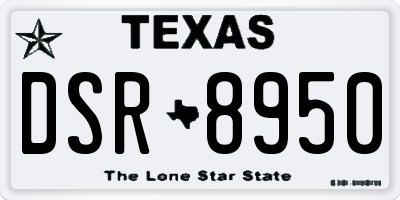 TX license plate DSR8950