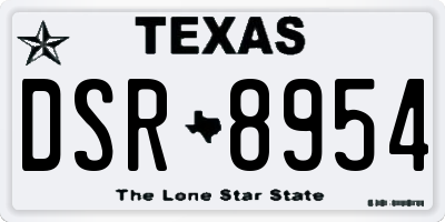 TX license plate DSR8954