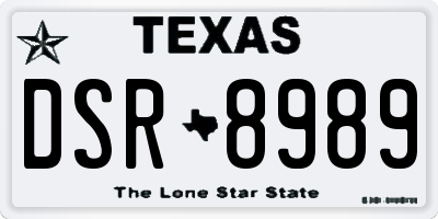 TX license plate DSR8989