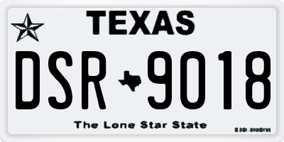 TX license plate DSR9018