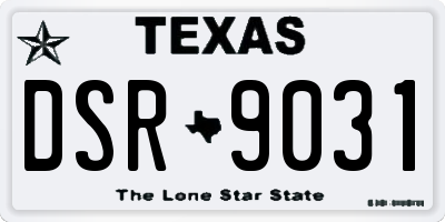 TX license plate DSR9031