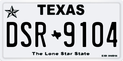 TX license plate DSR9104