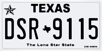 TX license plate DSR9115