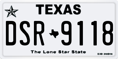 TX license plate DSR9118