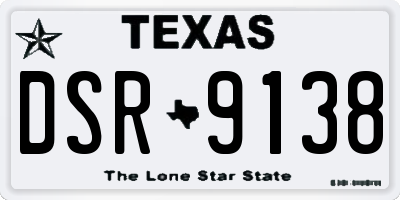 TX license plate DSR9138