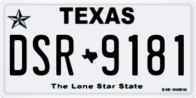 TX license plate DSR9181