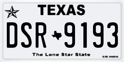 TX license plate DSR9193