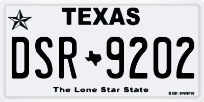 TX license plate DSR9202