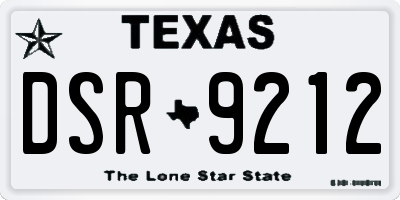TX license plate DSR9212