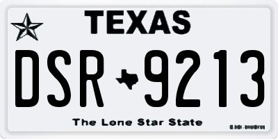 TX license plate DSR9213