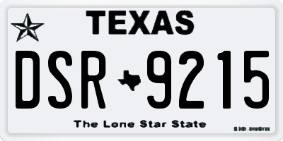 TX license plate DSR9215