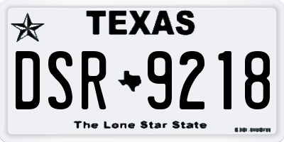 TX license plate DSR9218