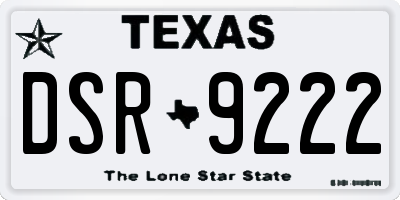 TX license plate DSR9222