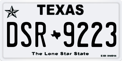 TX license plate DSR9223