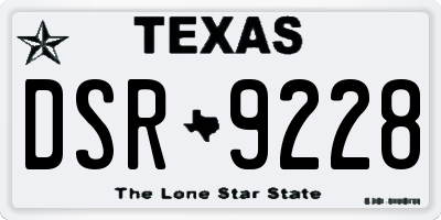 TX license plate DSR9228
