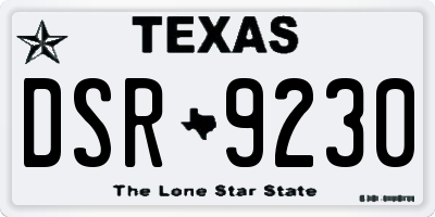 TX license plate DSR9230