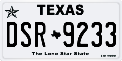TX license plate DSR9233