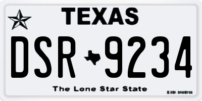 TX license plate DSR9234