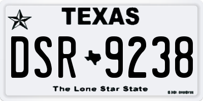TX license plate DSR9238
