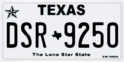 TX license plate DSR9250