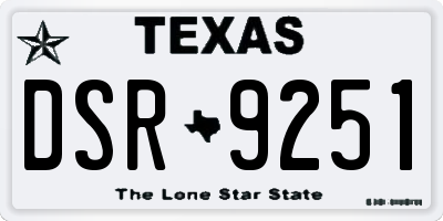 TX license plate DSR9251
