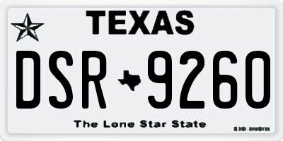 TX license plate DSR9260