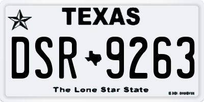 TX license plate DSR9263