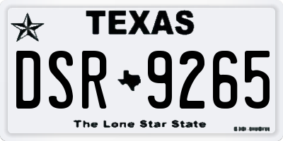 TX license plate DSR9265