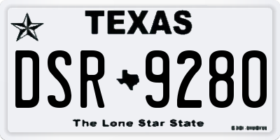 TX license plate DSR9280