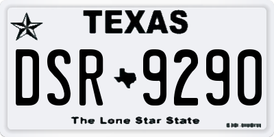 TX license plate DSR9290