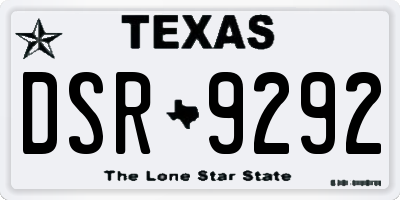 TX license plate DSR9292