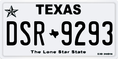 TX license plate DSR9293