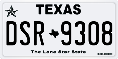 TX license plate DSR9308