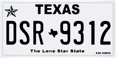 TX license plate DSR9312