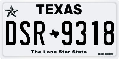 TX license plate DSR9318