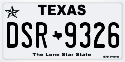 TX license plate DSR9326