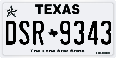 TX license plate DSR9343
