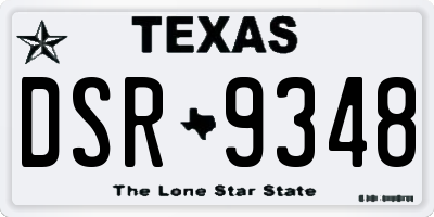TX license plate DSR9348