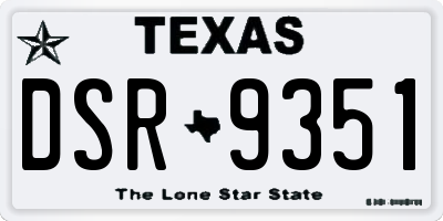 TX license plate DSR9351