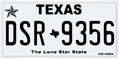 TX license plate DSR9356